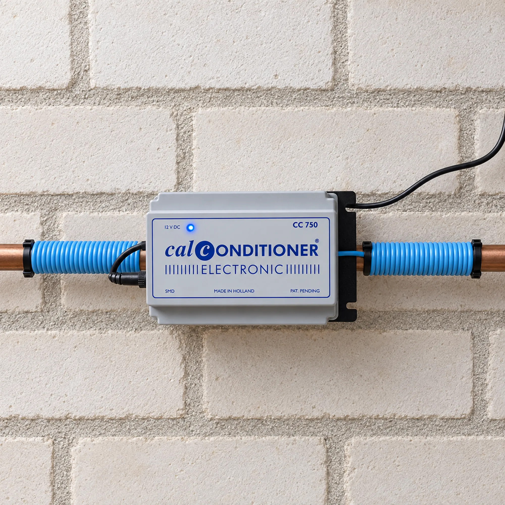Calconditioner CC750 installato su un tubo dell’acqua in rame